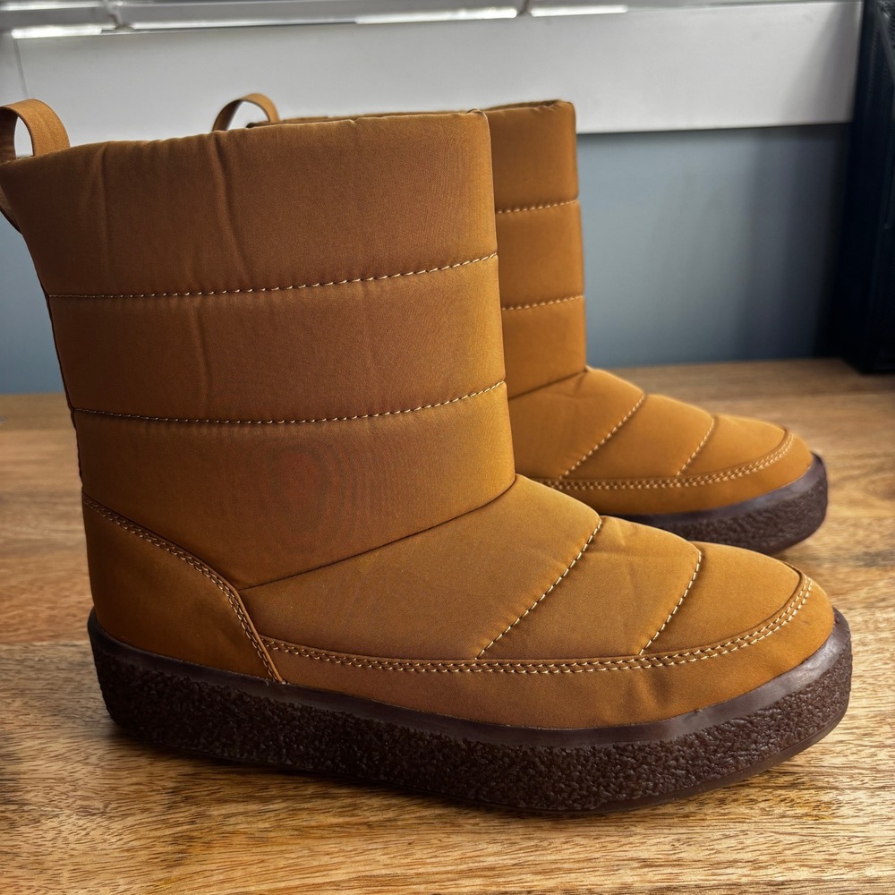 Madewell Puffer Boot Size 9 Quilted Insulated Winter Snow Boot Brown NH870
